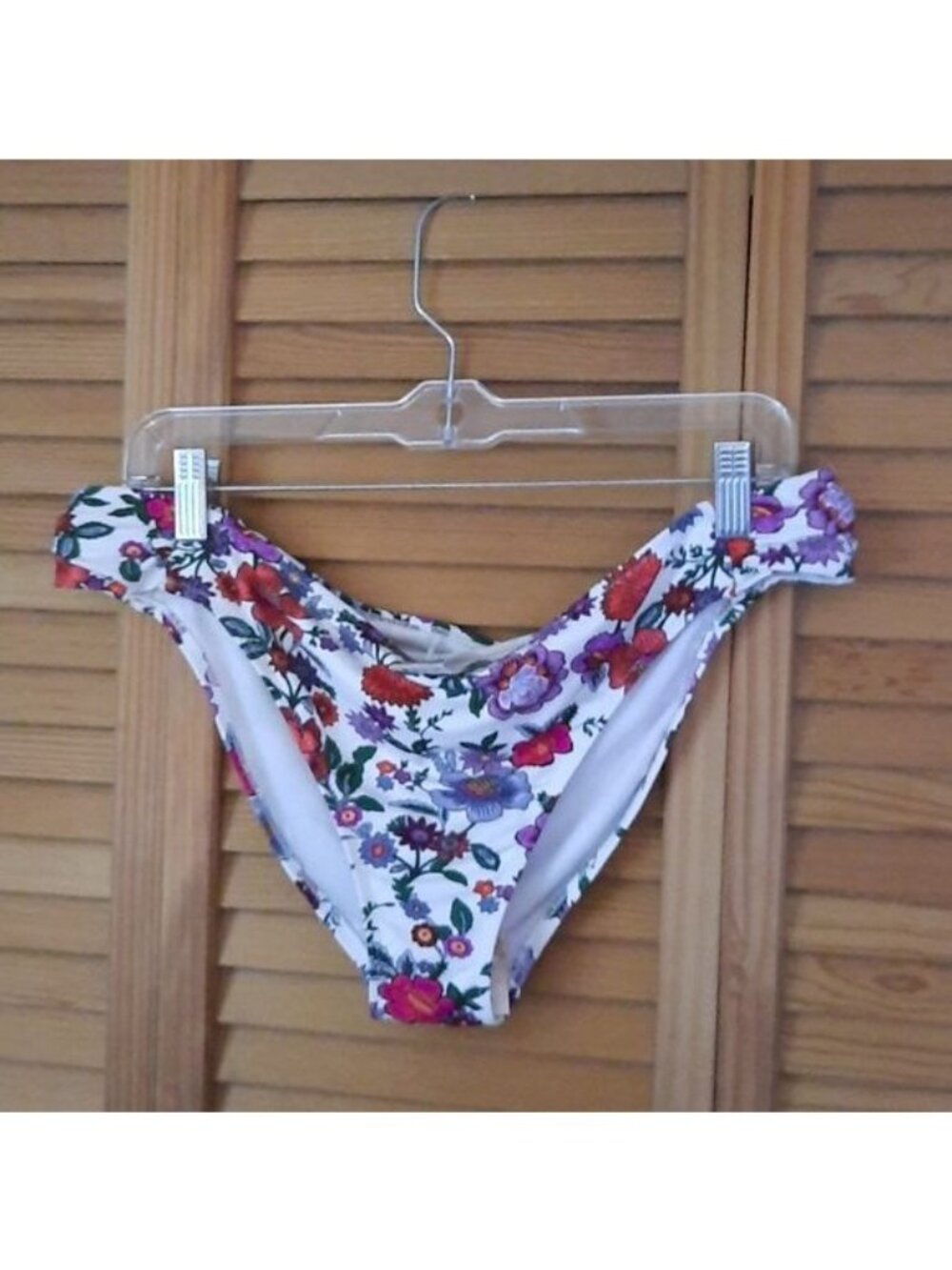 Jessica Simpson NWT White Purple Red Floral Print Bikini Bottom Size XLarge